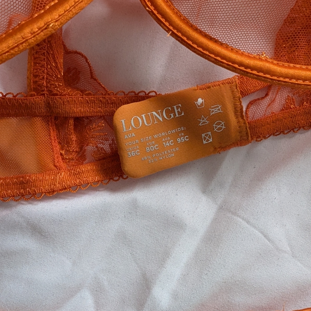 Lounge Ava Orange Lace Lingerie Set - Picture 6 of 8